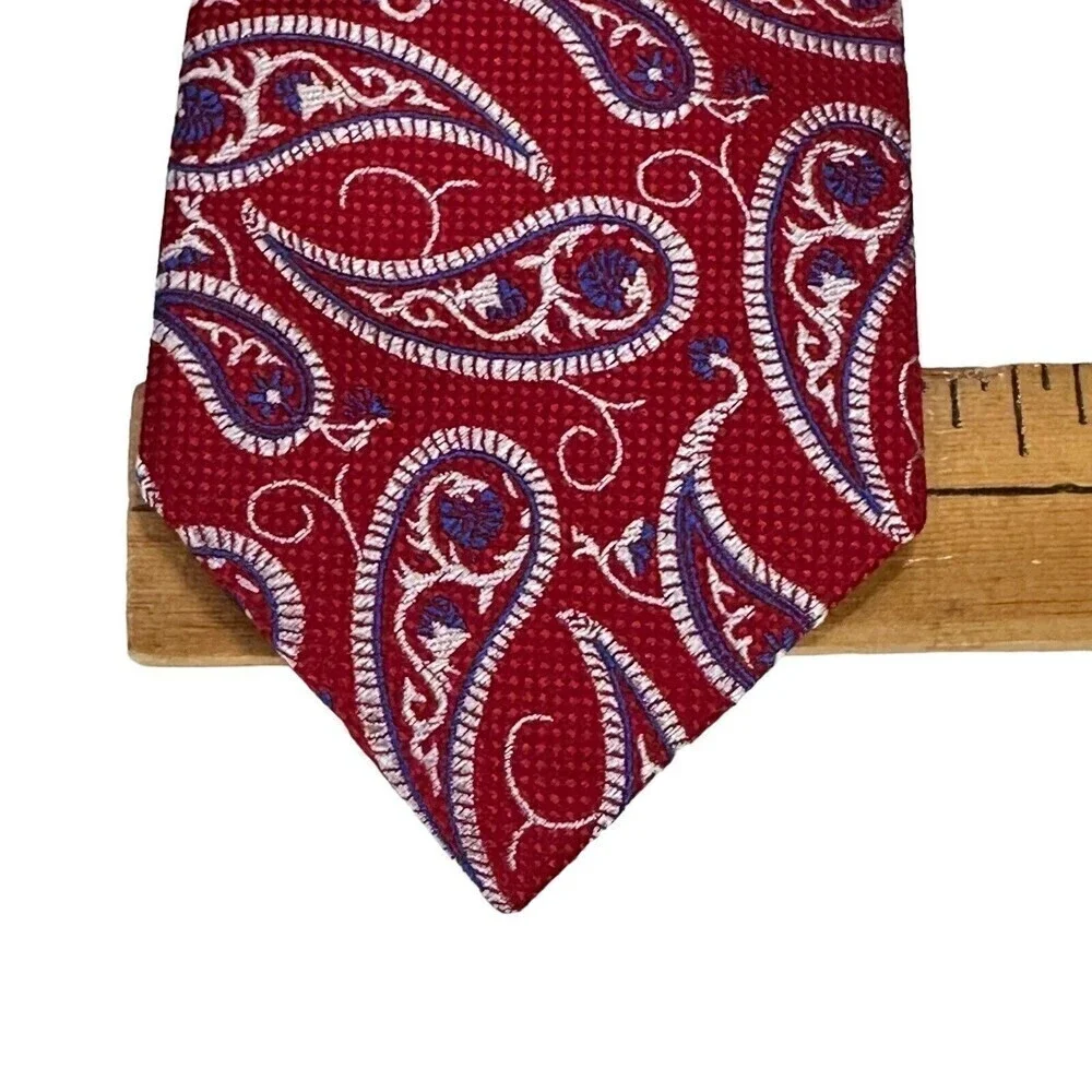 Tattersall London Silk Tie Men Red White Blue Paisley Necktie 100% Silk Handmade